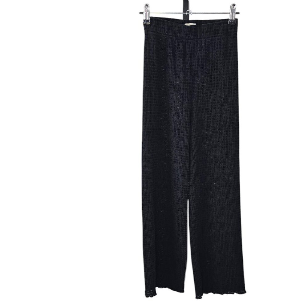 Aritzia Wilfred Verona Pant, High Rise, Black, Seer Sucker, Lettuce Hem, XXS